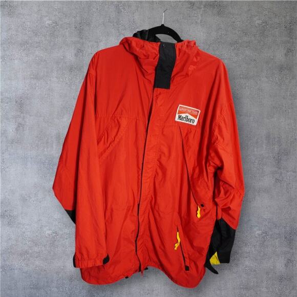 Vintage Marlboro Adventure Team Jacket – Size XL – Red Hooded Windbreaker – - Picture 1 of 11
